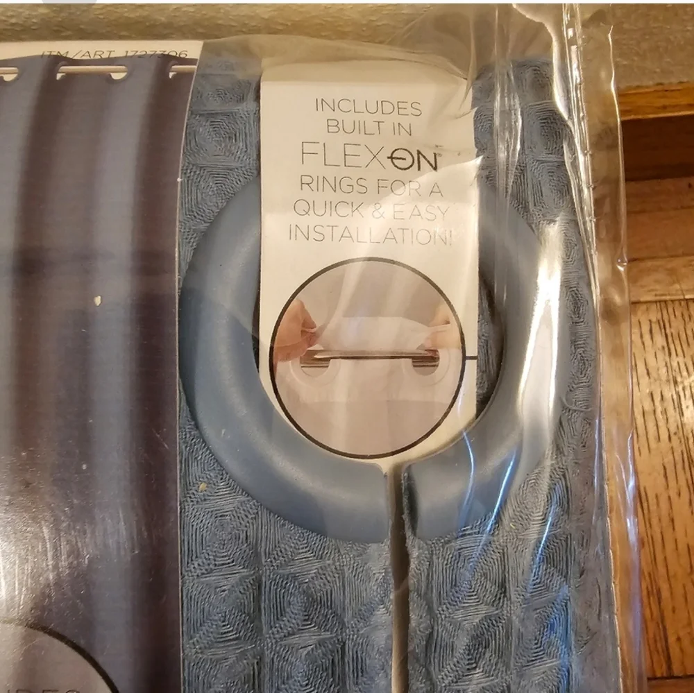 Original Hookless 3-in-1 Waffle Fabric Shower Curtain Set Blue with Bonus Liner